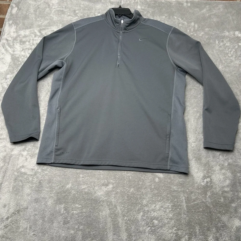 Nike Pullover Men's XL Gray Dri-FIT 1/4 Zip Mock Neck Athletic Performance